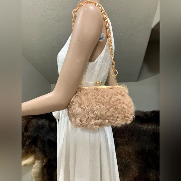 Handmade Real Curly Shearling Kisslock Shoulder Bag/Crossbody & 2 Strap Styles - Picture 2 of 12